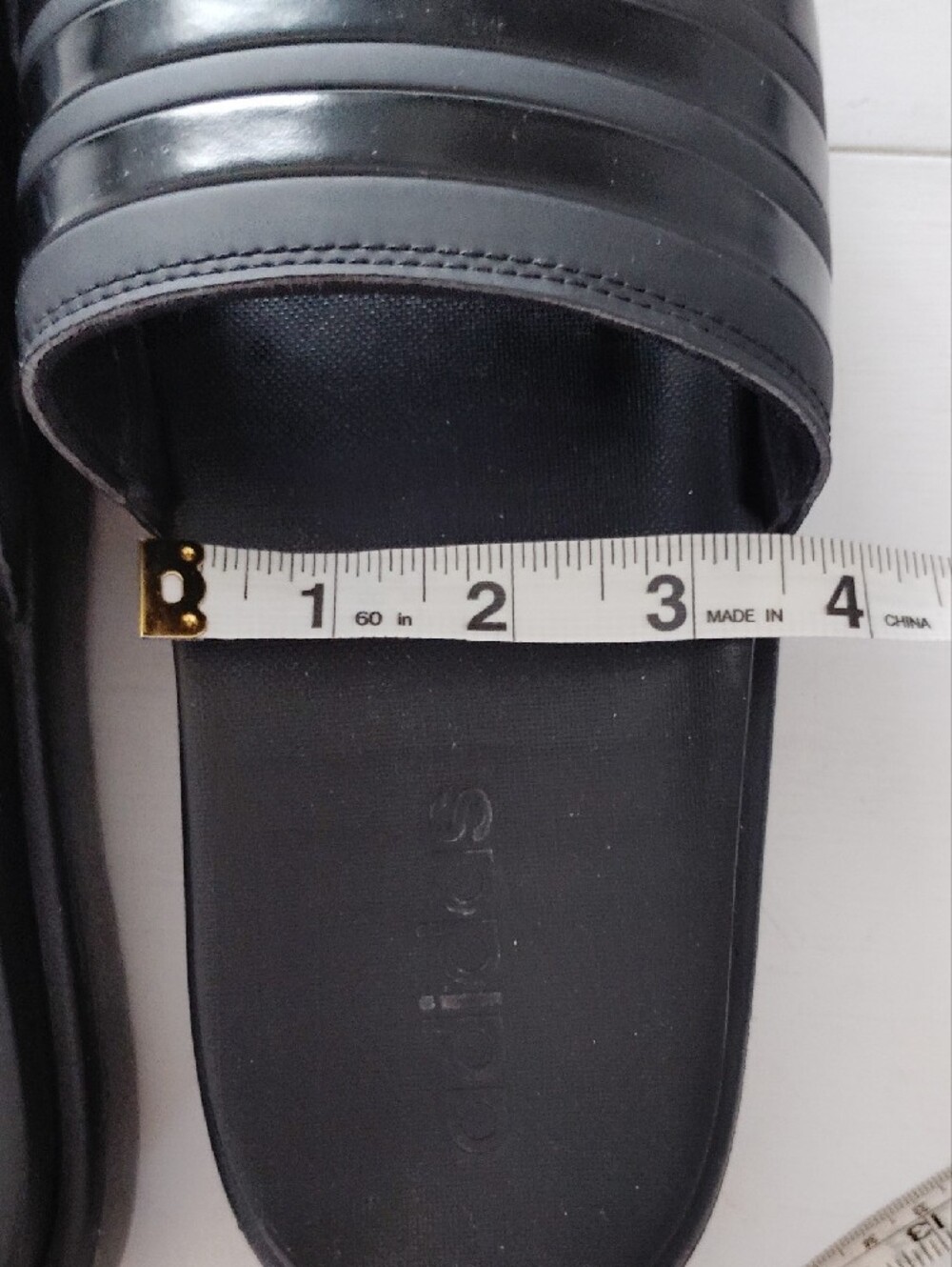 adidas Black Slide Sandals with Signature Three Stripes - Picture 7 of 8